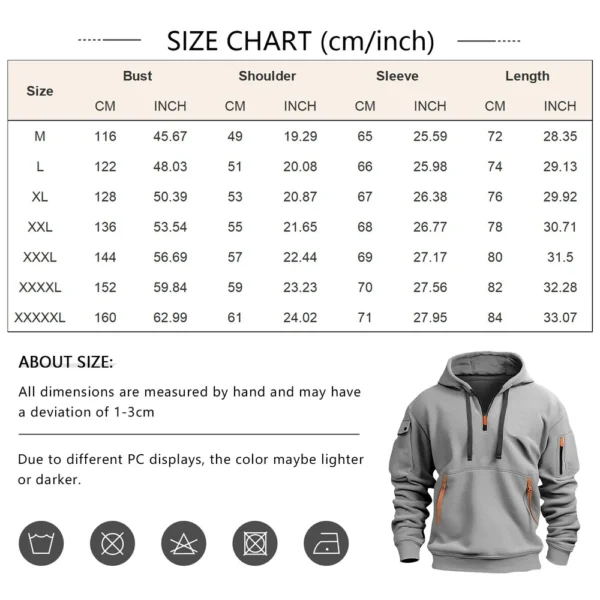 Men's Sweatshirt Hoodie Zipper Arm Pocket Cardigan Men's Sports Large Size - Image 27