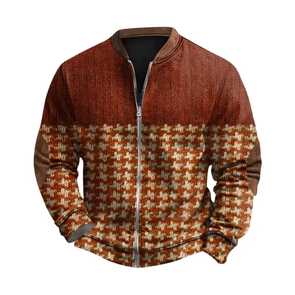 Men'S Retro Casual Sportswear With Open Zipper Sweatshirt Jacket - Image 2