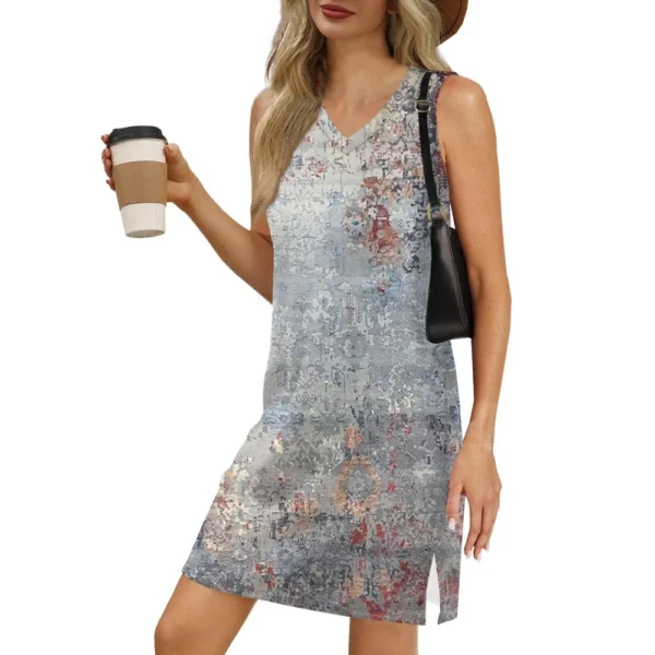 Women's V-neck Summer Casual Beach Vacation Women's Sleeveless Vintage Print - Image 12