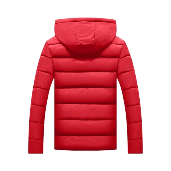 Men's Solid Color Thick Hooded Cotton Coat With Fleece Padded Coat Large Size - Image 9
