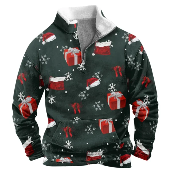 Men's  Loose Casual Fashion Stand Collar Half-Zip Hoodless Sweatshirt - Image 9