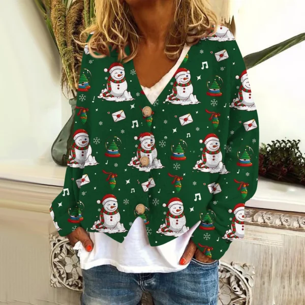 Women's Fashion Short Coat Casual Long Sleeve Printed Single Breasted Plush Top - Image 16