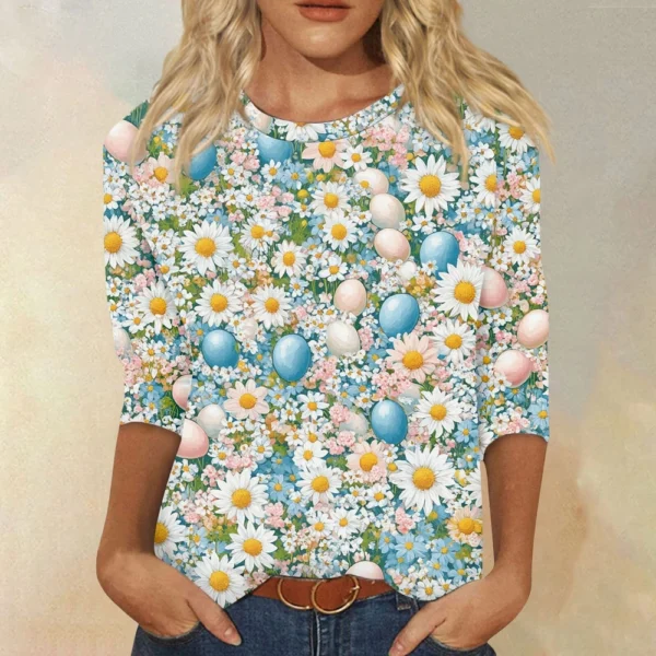 Women's Loose Printed Casual Round Neck Short Sleeved Daily Fashion T-Shirt - Image 25