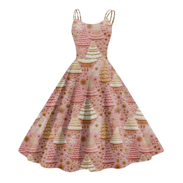 Women's Fashion Christmas Printed Sexy Strapless Gothic Cocktail Dress Punk, - Image 35