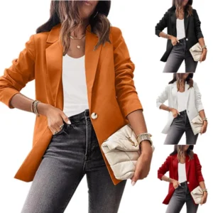 Women's solid color casual long-sleeved suit