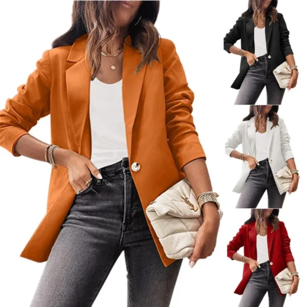 Women's solid color casual long-sleeved suit