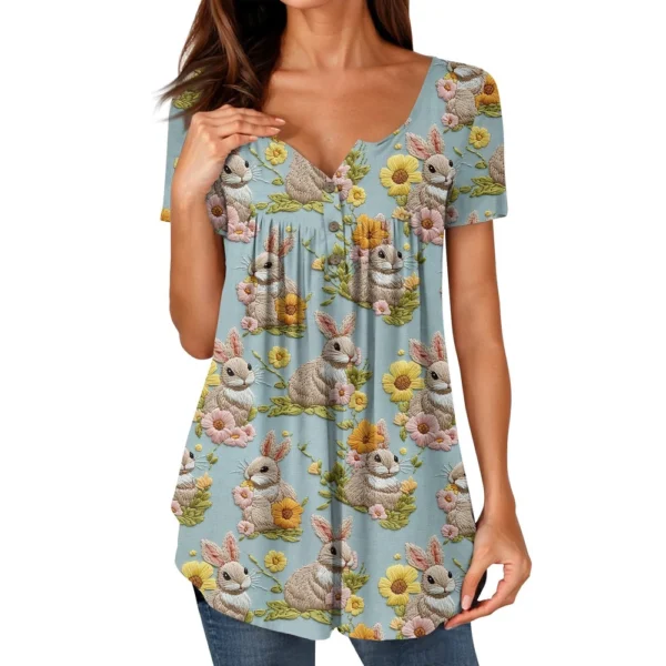 Women's Loose Round Neck Printed Fashion Short Sleeved Casual Daily T-Shirt - Image 26