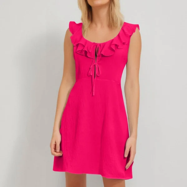 Women's Fashion Casual Square Neck Ruffle Casual Straight Dresses - Image 10