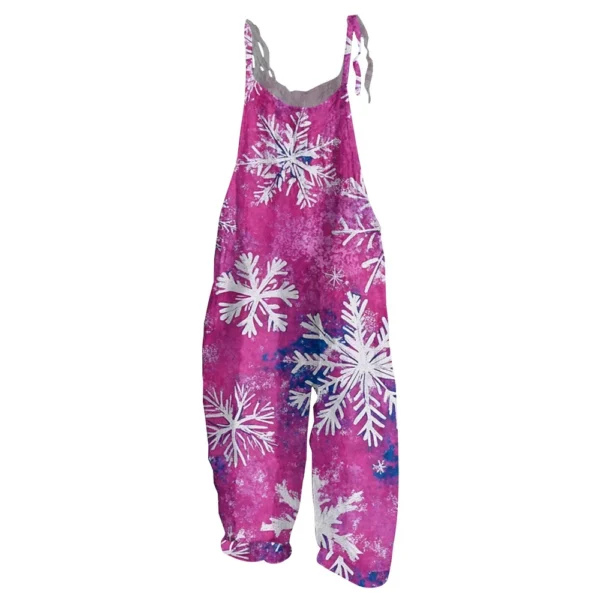 Women's Christmas Shoulder Strap Casual Loose Vintage Jumpsuit Print - Image 9