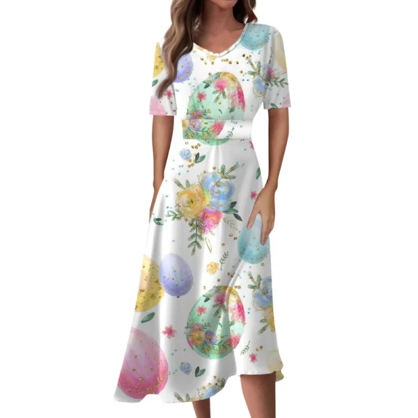 Women's Printed Summer Loose Casual Easter Fashion Sundresses Dresses Dress - Image 5