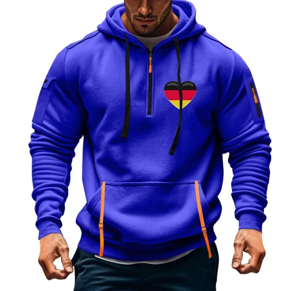 Men's Printed Sweatshirt Hoodie Zipper Arm Pocket Cardigan Men's Sports Large - Image 15