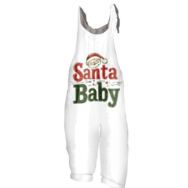 Women's Shoulder Strap Print Christmas Loose Vintage Jumpsuit Casual - Image 9