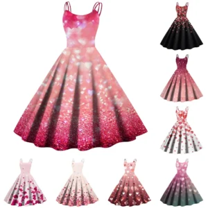 Christmas Ladies Casual Fashion Flower Print Sexy Off Shoulder Punk Retro Skirt