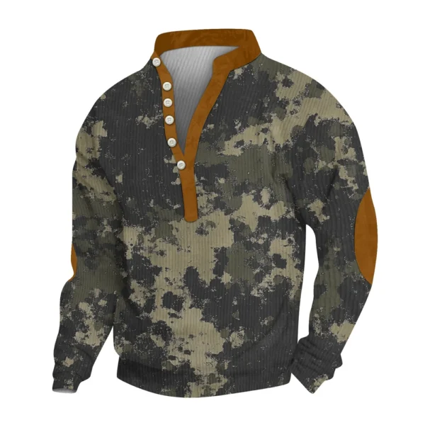 Men's Print Plush Warm Coat Fleece Sweater Casual Coat Pocket Sweater Winter - Image 2