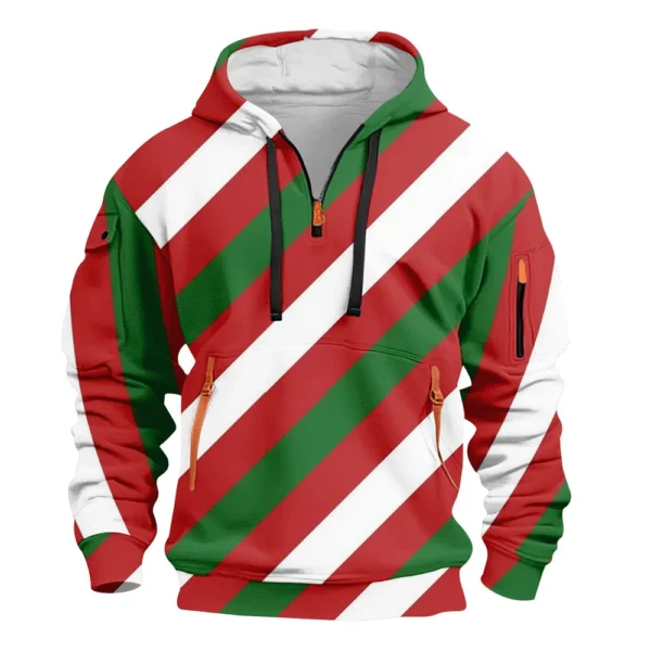 Men's Printed Sweatshirt Hoodie Zipper Arm Pocket Cardigan Men's Sports Large - Image 2