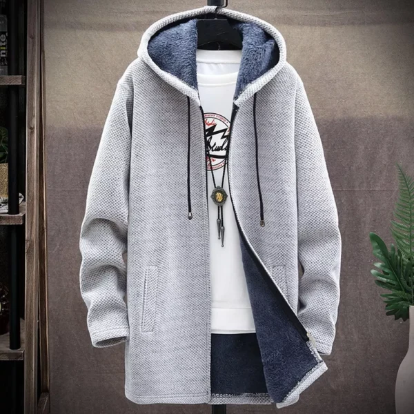 Winter Coat Men's Sweater Knit Sweater Cardigan Men's Hoodie Plus Fleece - Image 19