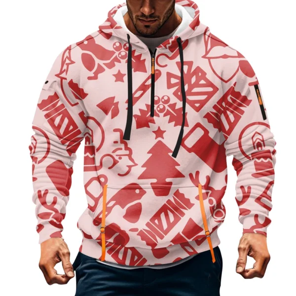 Men's Printed Sweatshirt Hoodie Zipper Arm Pocket Cardigan Men's Sports Large - Image 37
