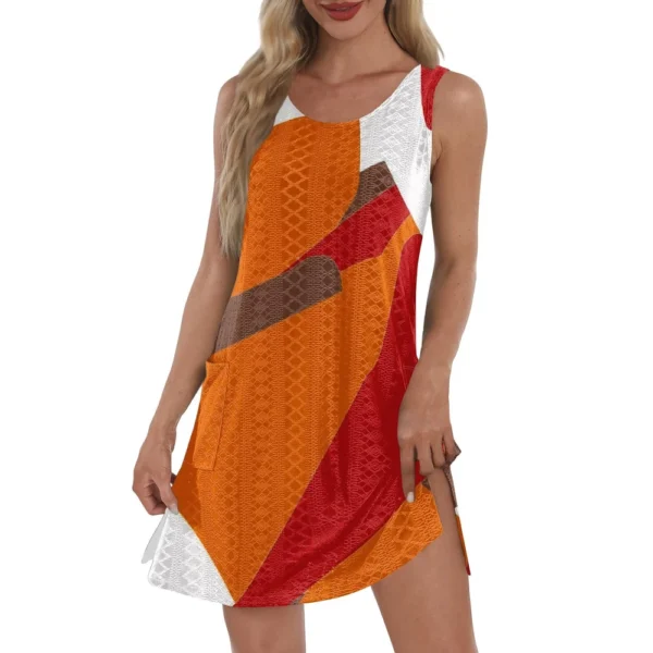 Women's Casual Sundress With Pockets Summer Boho Beach Dress T-Shirts Dress V - Image 46