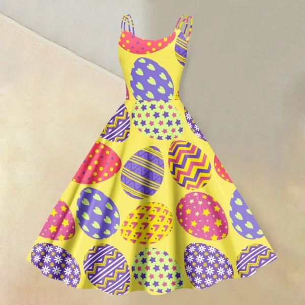 Women's  Casual Fashion Flower Print Sexy Off Shoulder Punk Retro Skirt - Image 28