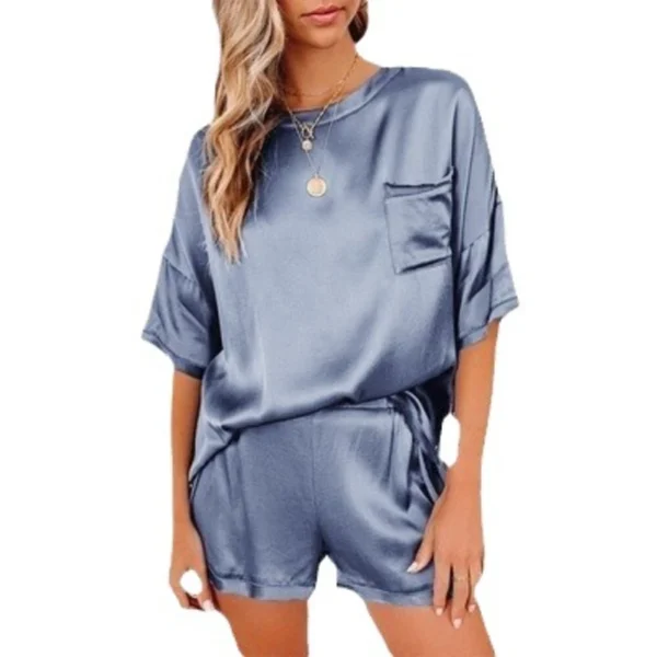 Set Solid Color Short Sleeve Short T-Shirt Pants Loose Casual Set - Image 5