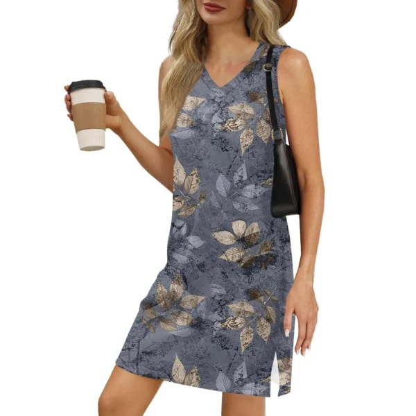 Women's V-neck Summer Casual Beach Vacation Women's Sleeveless Vintage Print - Image 50