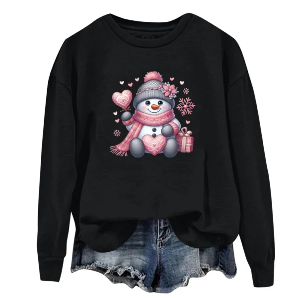 Women's Fashion Casual Round Neck Loose Long Sleeve Solid Color Sweatshirt - Image 14