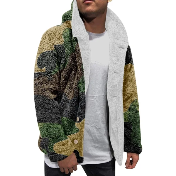 Men'S Winter Zipper Hooded Fleece Sweatshirt With Patch Pocket Casual Jacket - Image 10