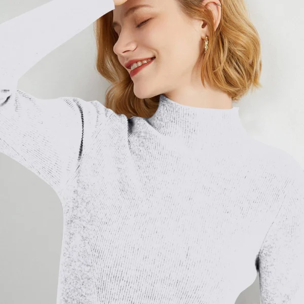 2024 Women's Sweaters Half Turtleneck Thin Long Sleeve Causal Pullover Sweater - Image 25