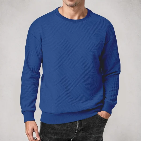 Men's Crewneck Sweatshirt Casual Long Sleeve Geometric Textured Sweatshirt - Image 25