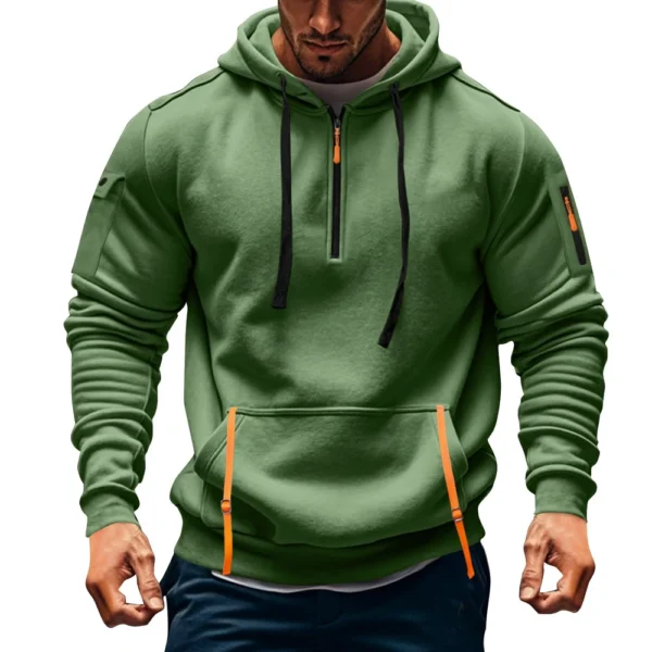 Men's Sweatshirt Hoodie Zipper Arm Pocket Cardigan Men's Sports Large Size - Image 19