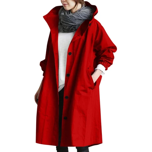 Jacket For Women Casual Plus Size Coat Solid Color Mid Length Windbreaker - Image 53