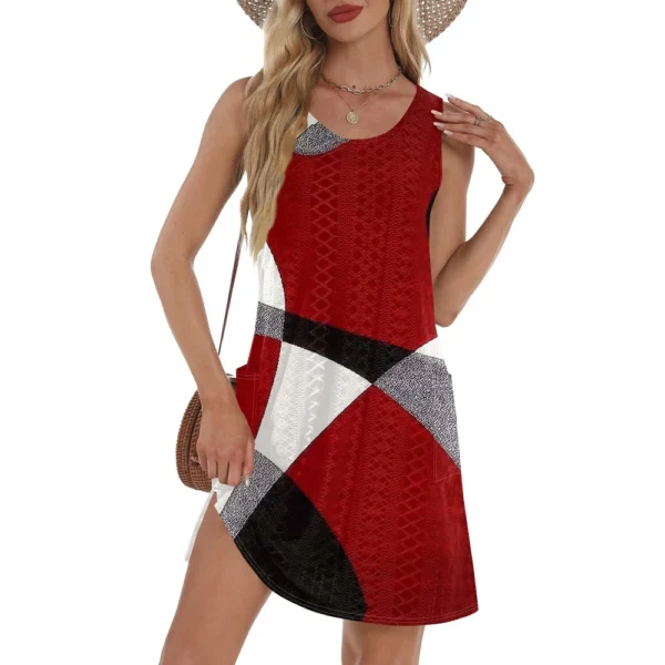 Women's Casual Sundress With Pockets Summer Boho Beach Dress T-Shirts Dress V - Image 34