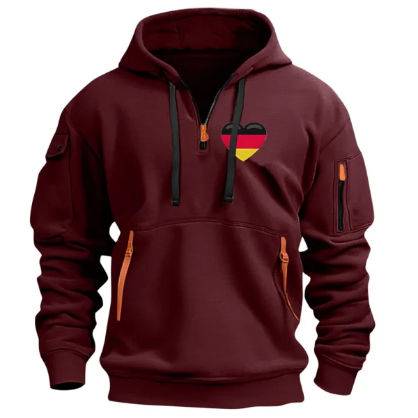 Men's Printed Sweatshirt Hoodie Zipper Arm Pocket Cardigan Men's Sports Large - Image 31
