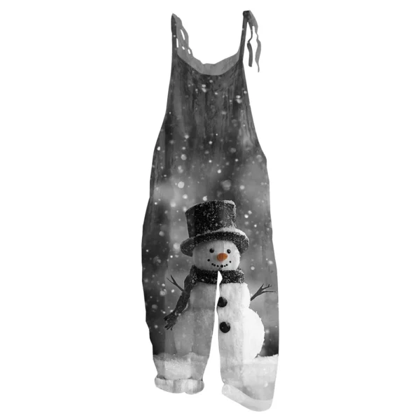 Women's Christmas Shoulder Strap Casual Loose Vintage Jumpsuit Print - Image 32