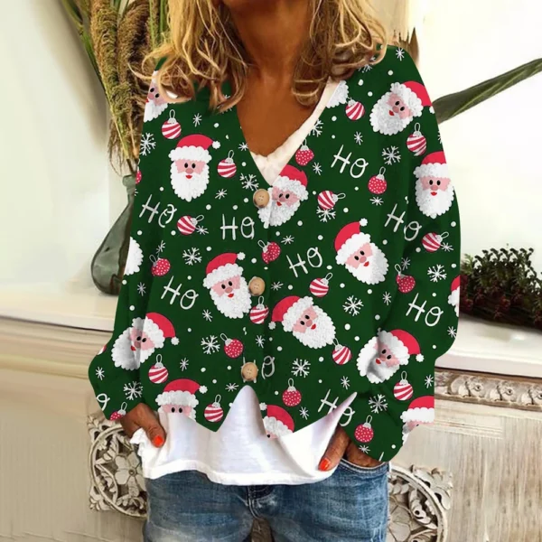 Women's Fashion Short Coat Casual Long Sleeve Printed Single Breasted Plush Top - Image 13