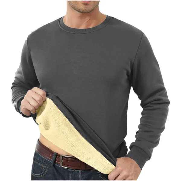 Men's Long Sleeve Fleece Casual Fuzzy Crewneck Pullover Warm Winter Sweatshirts - Image 18