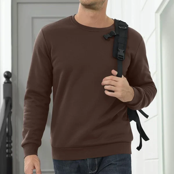 Men's Long Sleeve Fleece Casual Fuzzy Crewneck Pullover Warm Winter Sweatshirts - Image 16