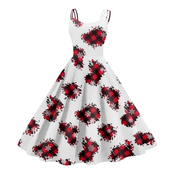 Women's Fashion Sexy Strapless Gothic Cocktail Christmas Graphic Printed - Image 29