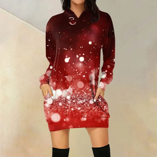 Ladies' Loose Casual Pocket Long Sleeved Hoodie Christmas Printed Sweatshirt - Image 40