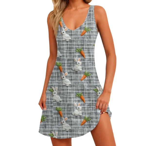 Women's Floral Print Dress, Vest, Skirt With Pockets, Beach Skirt, V-Neck Vest - Image 20
