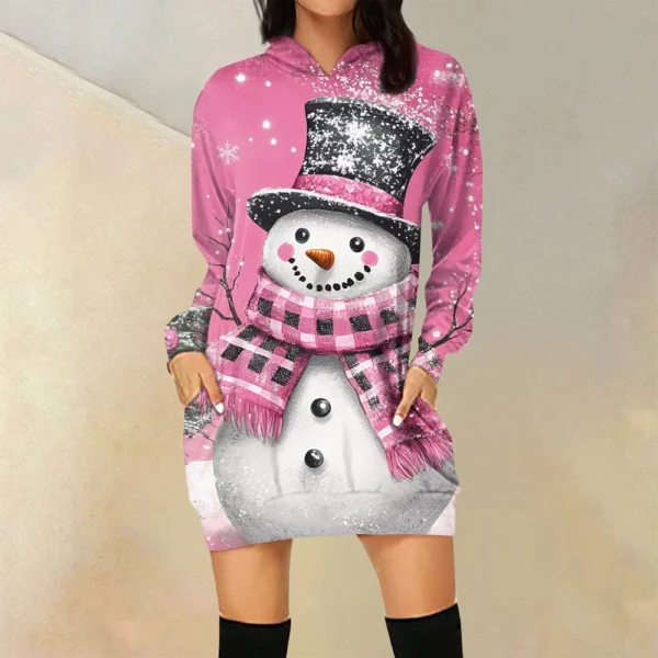 Ladies' Loose Casual Pocket Long Sleeved Hoodie Christmas Printed Sweatshirt - Image 37