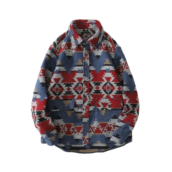 Retro Ethnic Long Sleeved Shirt Men'S Street Loose Fashion Jacket - Image 3
