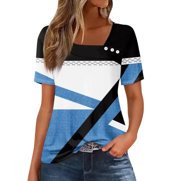 Women's Short Sleeved Loose Daily Casual Round Neck Fashion Printed T-Shirt - Image 3
