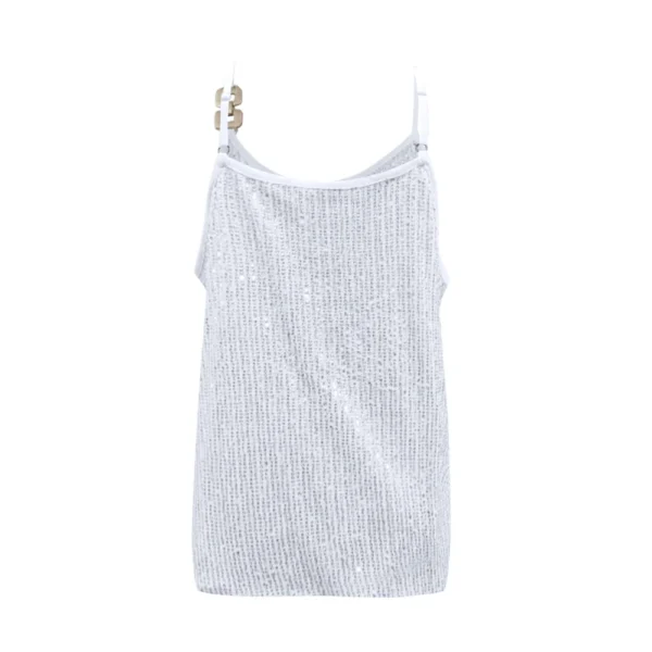 Women's Solid Color Sequined Sleeveless Suspender Top - Image 7