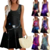 Womens Summer Dresses Easter Print  Loose U Neck Sleeveless Sundresses Dress