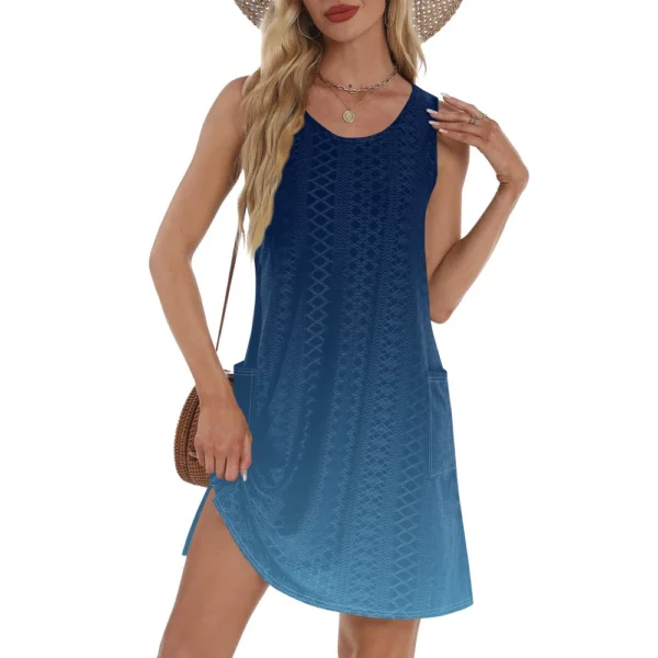 Women's Casual Sundress With Pockets Summer Boho Beach Dress T-Shirts Dress V - Image 19
