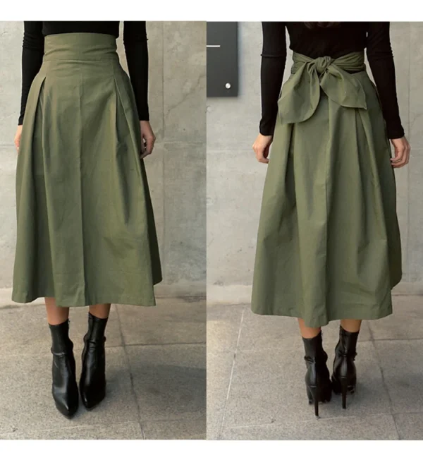 Bow hem skirt slim waist long skirt - Image 11