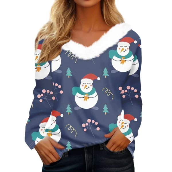 Long Sleeve Shirts For Women Cute Tops Christmas Prints Tees  Blouses Casual - Image 14