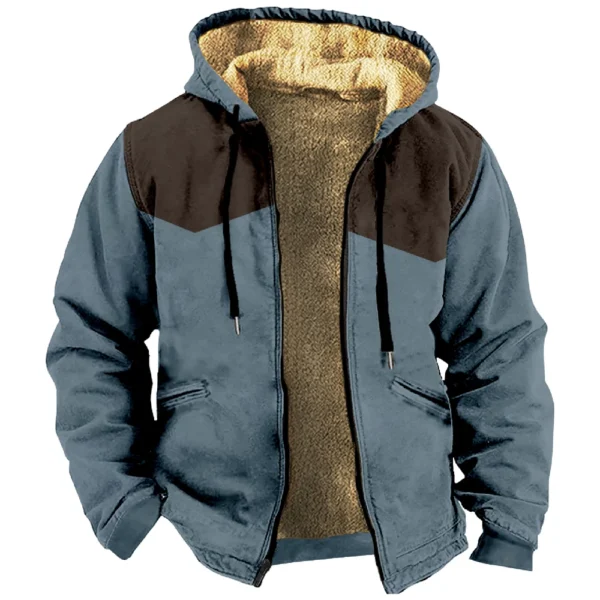Men's Winter Print Jacket Men's Casual Trend Zipper Hooded Jacket - Image 3