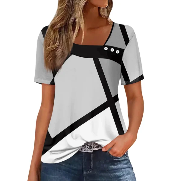 Women's Short Sleeved Loose Daily Casual Round Neck Fashion Printed T-Shirt - Image 26